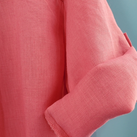 Ellen Tracy hot pink linen top *flaw* - Picture 8 of 13